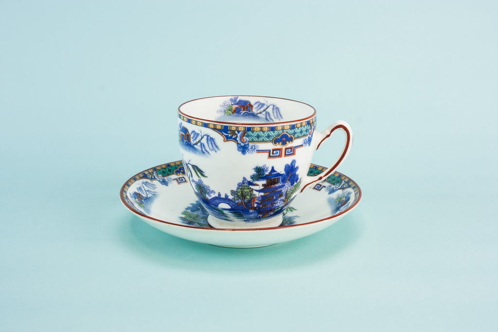 Willow teacup & saucer, English circa 1900