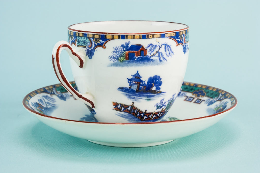 Willow teacup & saucer, English circa 1900