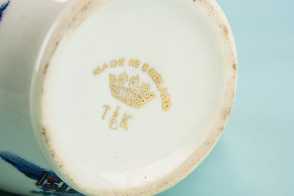 Blue pottery creamer