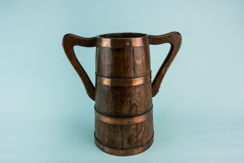 Coopered wooden jar