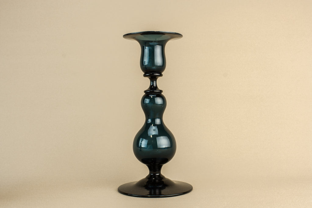 2 blown glass candlesticks