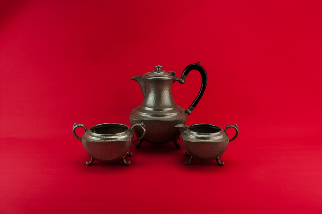 Arts & Crafts pewter tea set