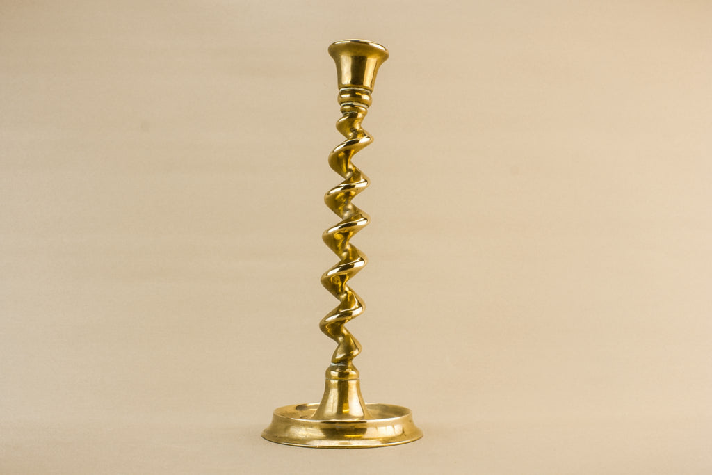 2 brass barley candlesticks