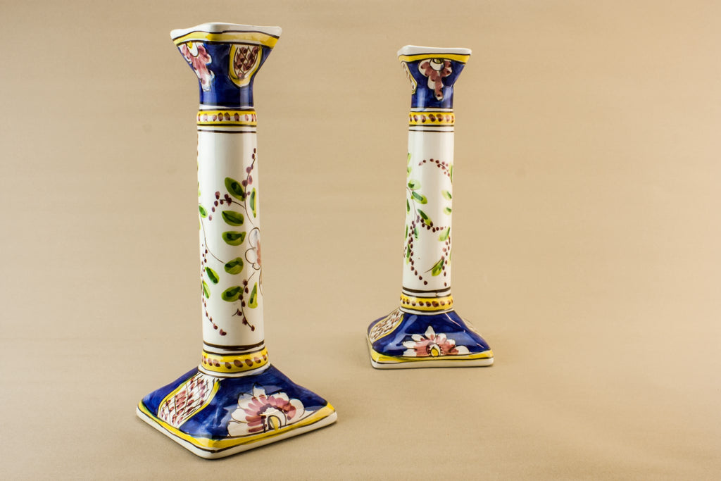 Pair of pottery candlesticks