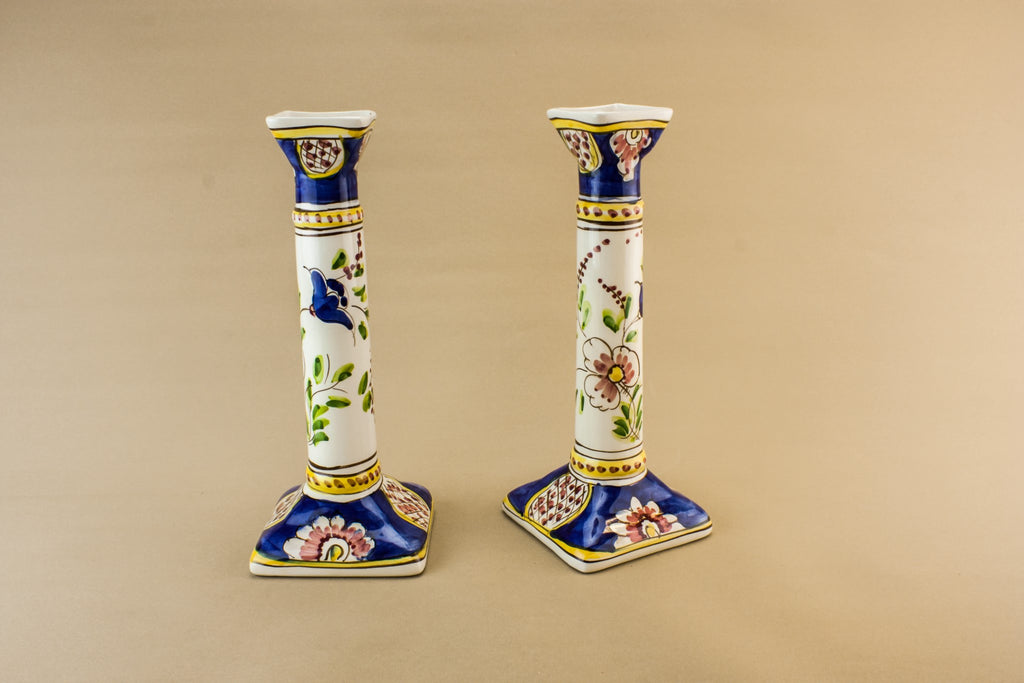 Pair of pottery candlesticks