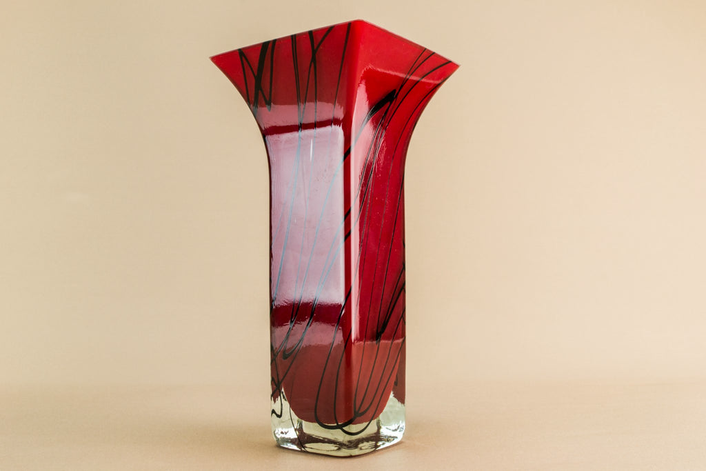 Red glass vase