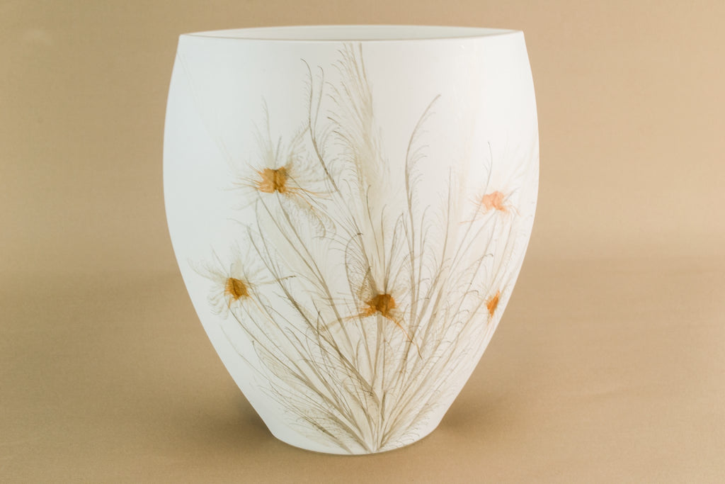White glass vase