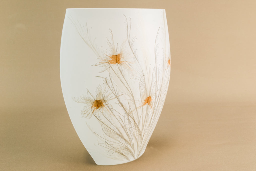 White glass vase