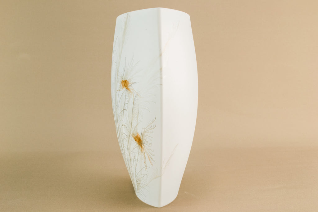 White glass vase