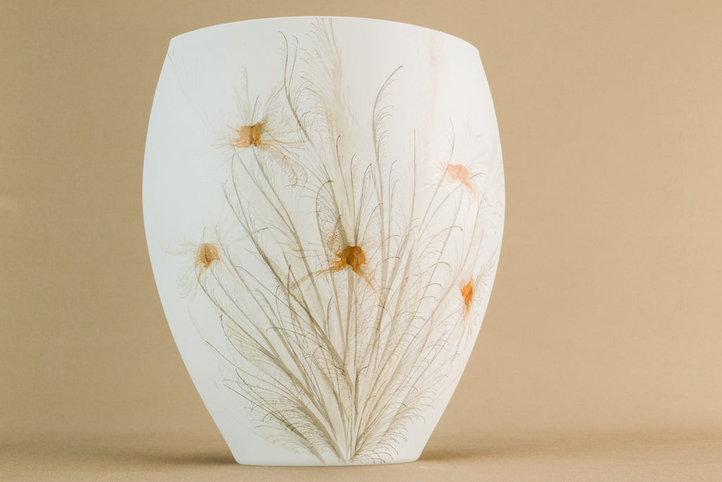 White glass vase