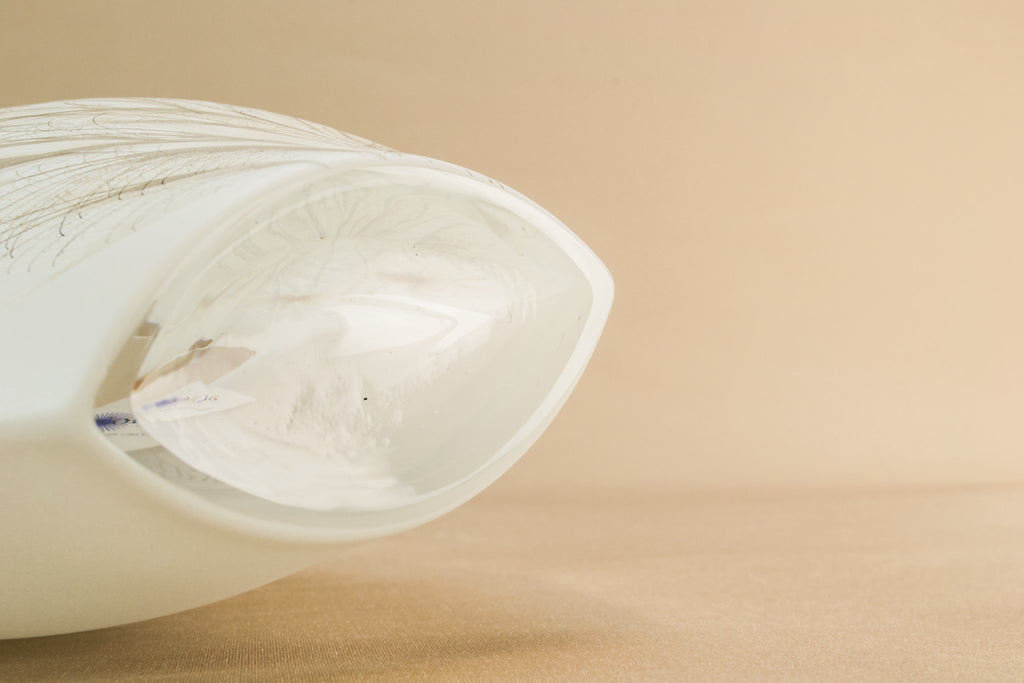 White glass vase