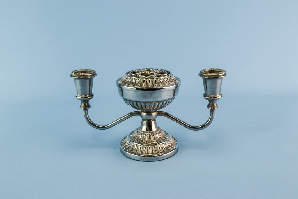 Silver plated metal candelabra