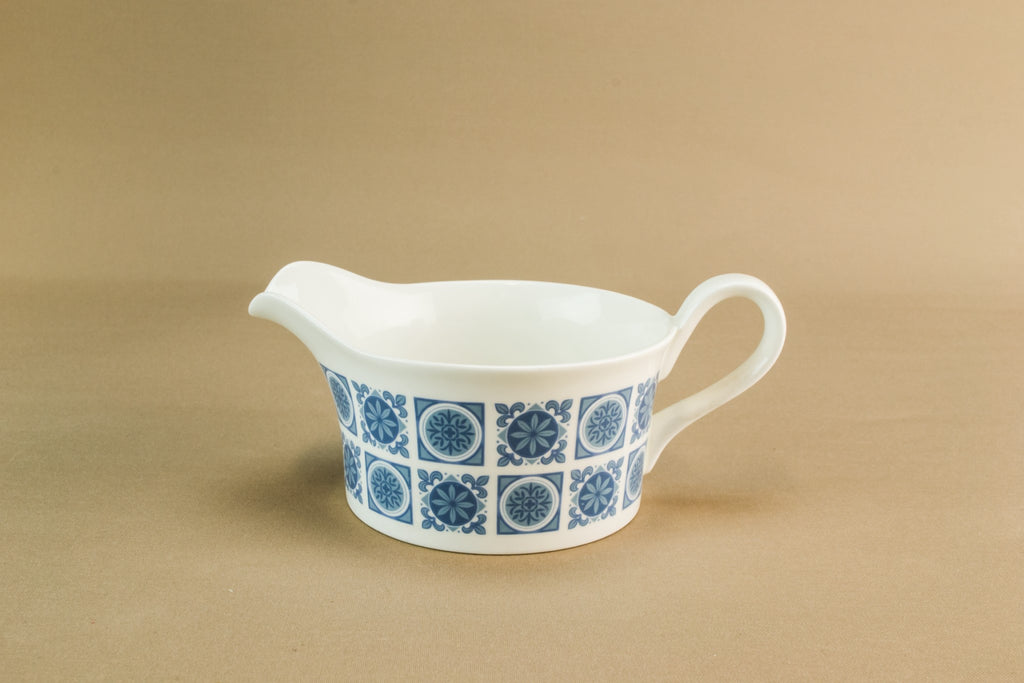 Blue and white gravy boat
