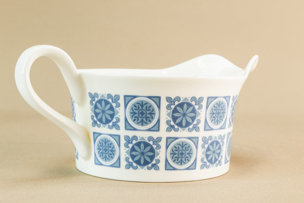 Blue and white gravy boat