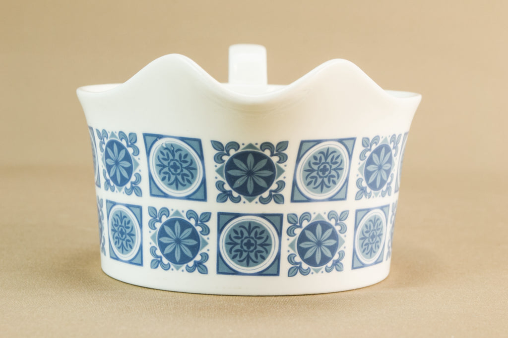 Blue and white gravy boat