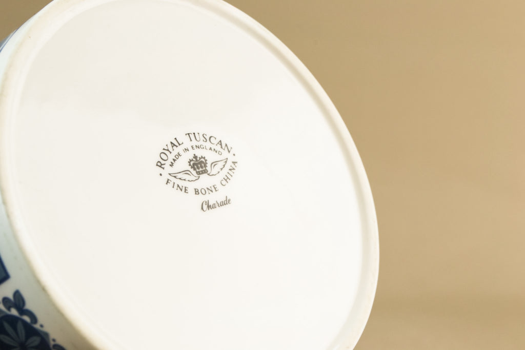 Blue and white gravy boat