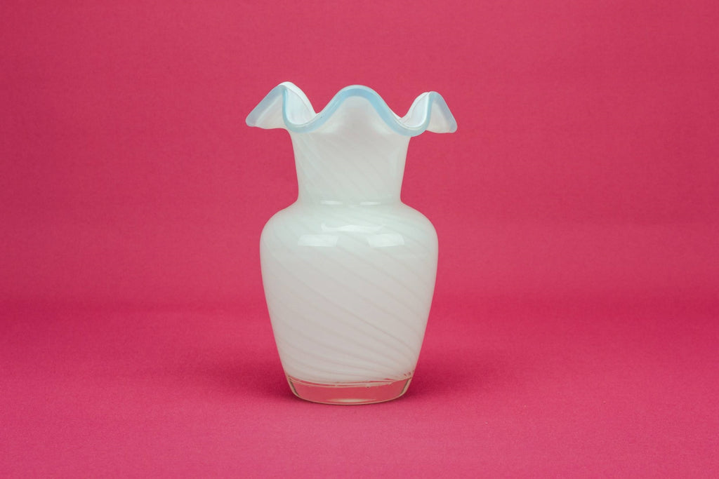 Milky blue glass vase