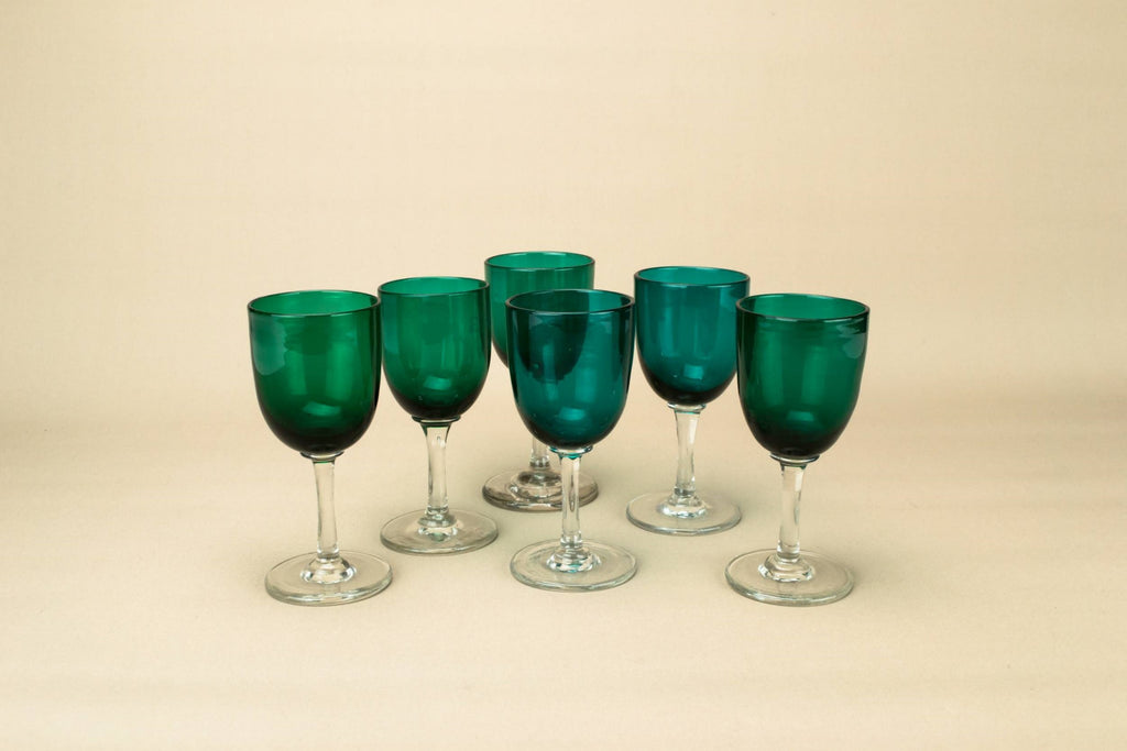 6 green dessert glasses