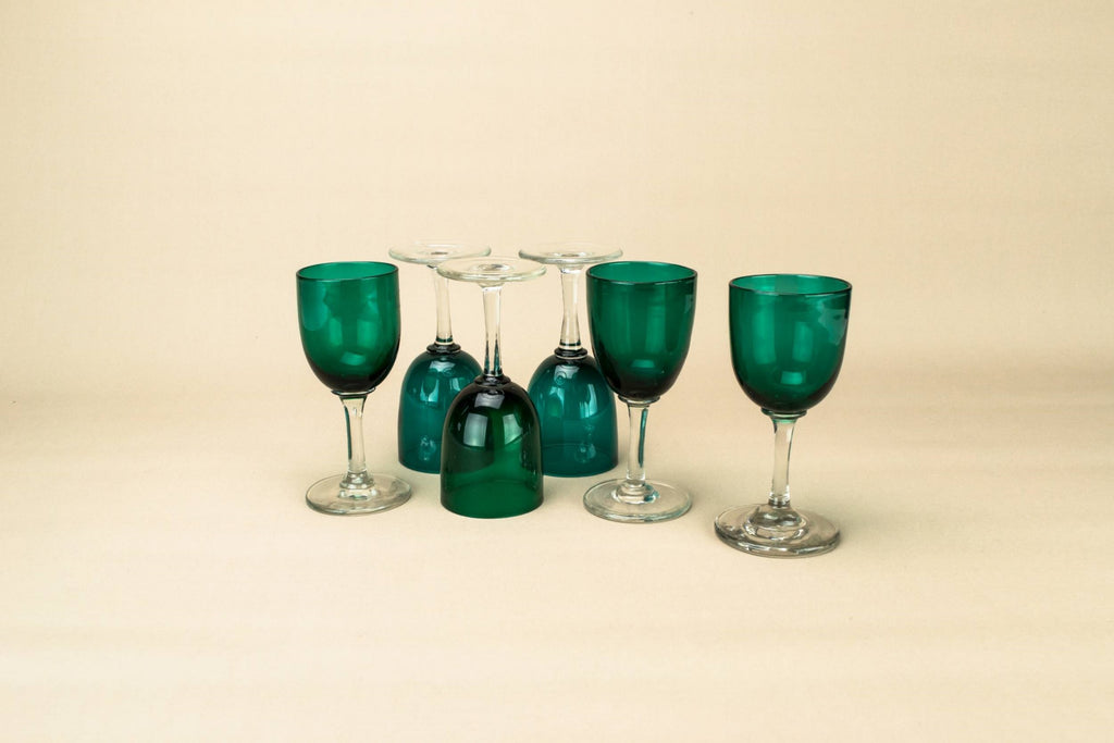 6 green dessert glasses