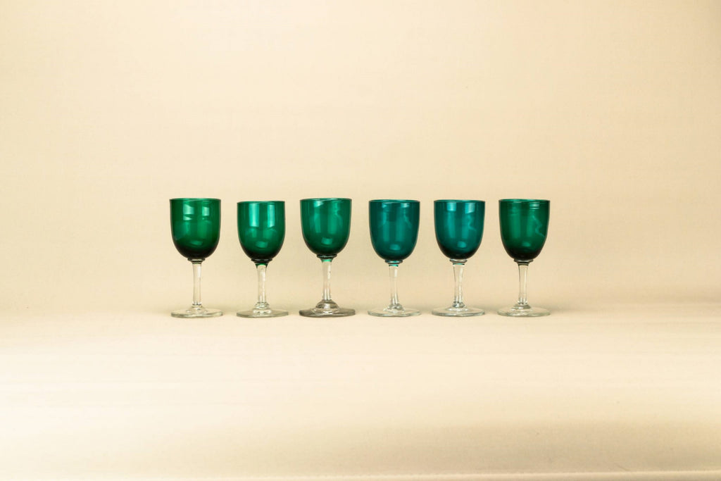 6 green dessert glasses