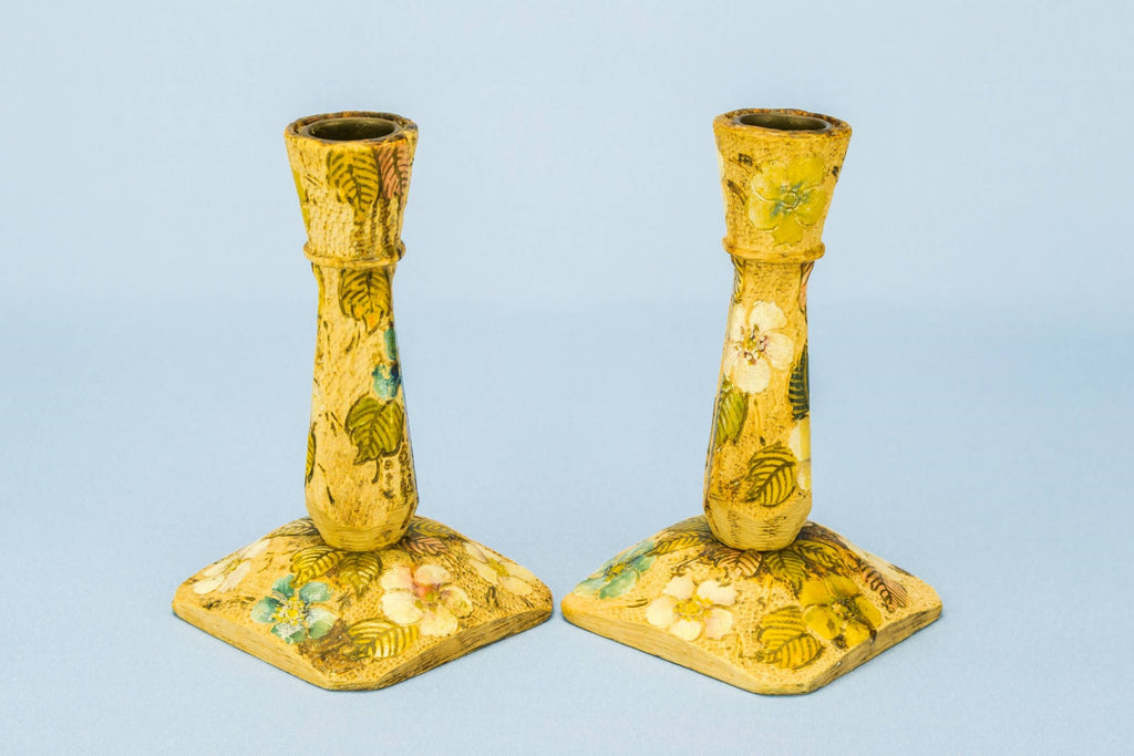 2 painted candlesticks