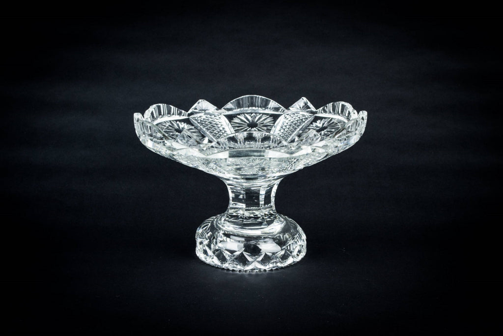 Heavy cut glass serving bowl