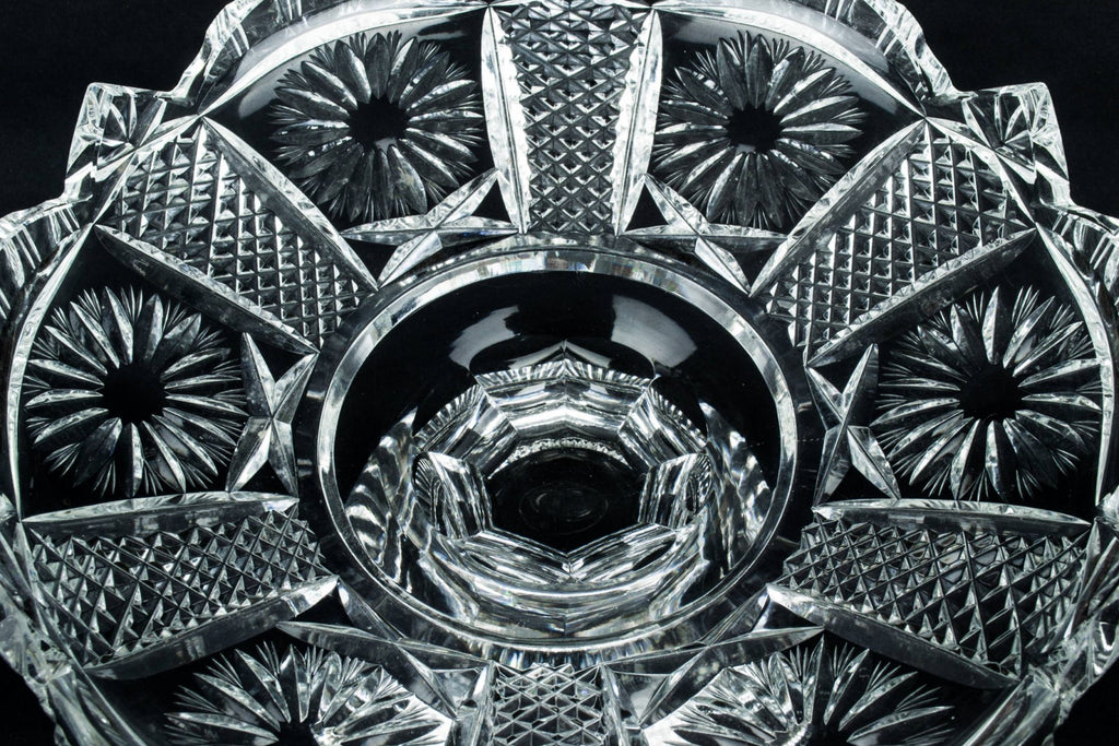 Heavy cut glass serving bowl