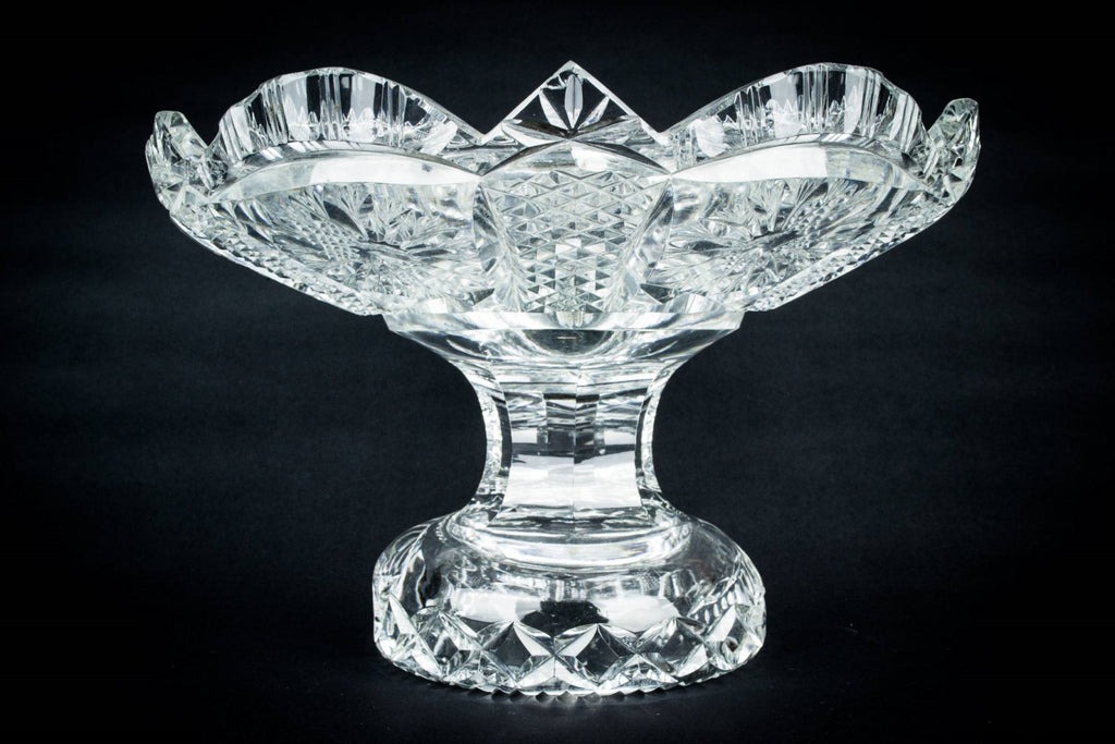 Heavy cut glass serving bowl