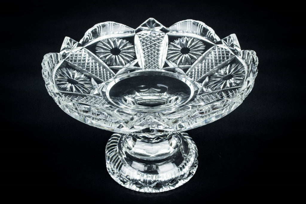 Heavy cut glass serving bowl