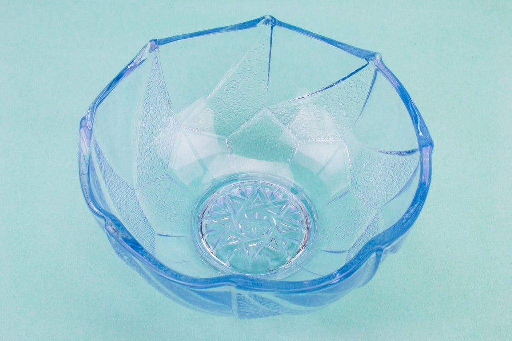 Blue glass salad bowl