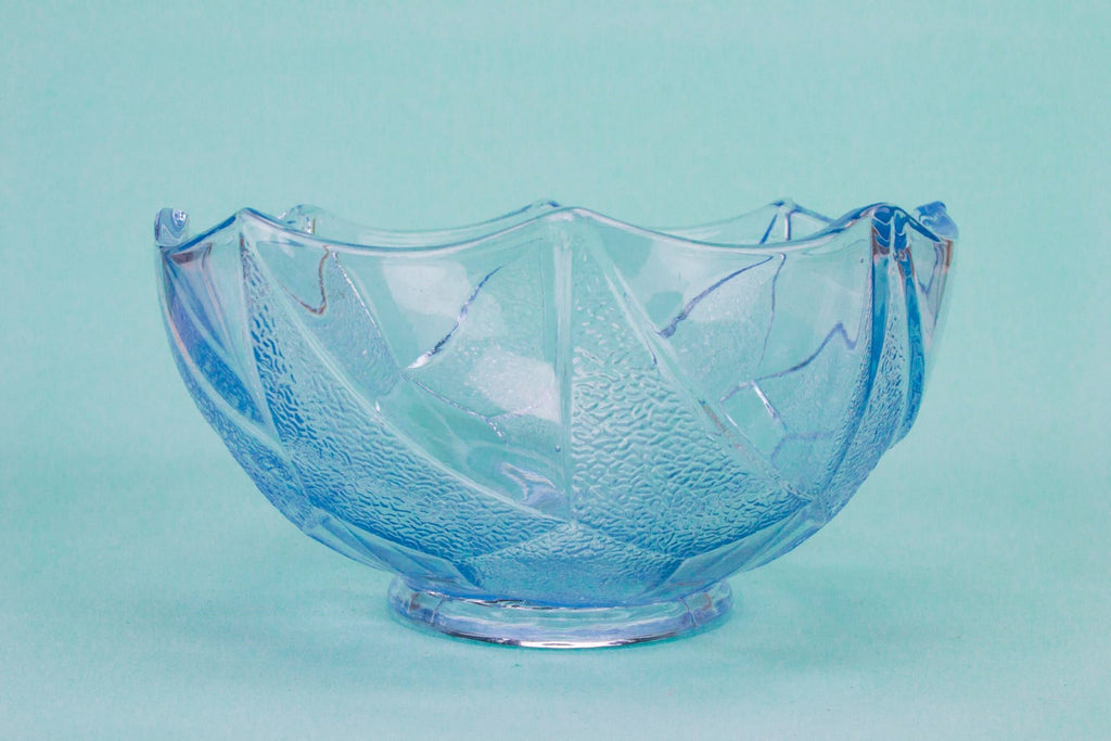 Blue glass salad bowl