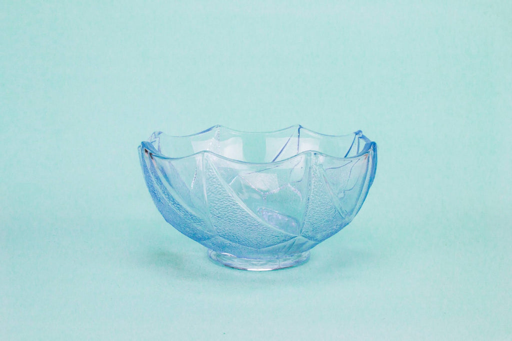 Blue glass salad bowl