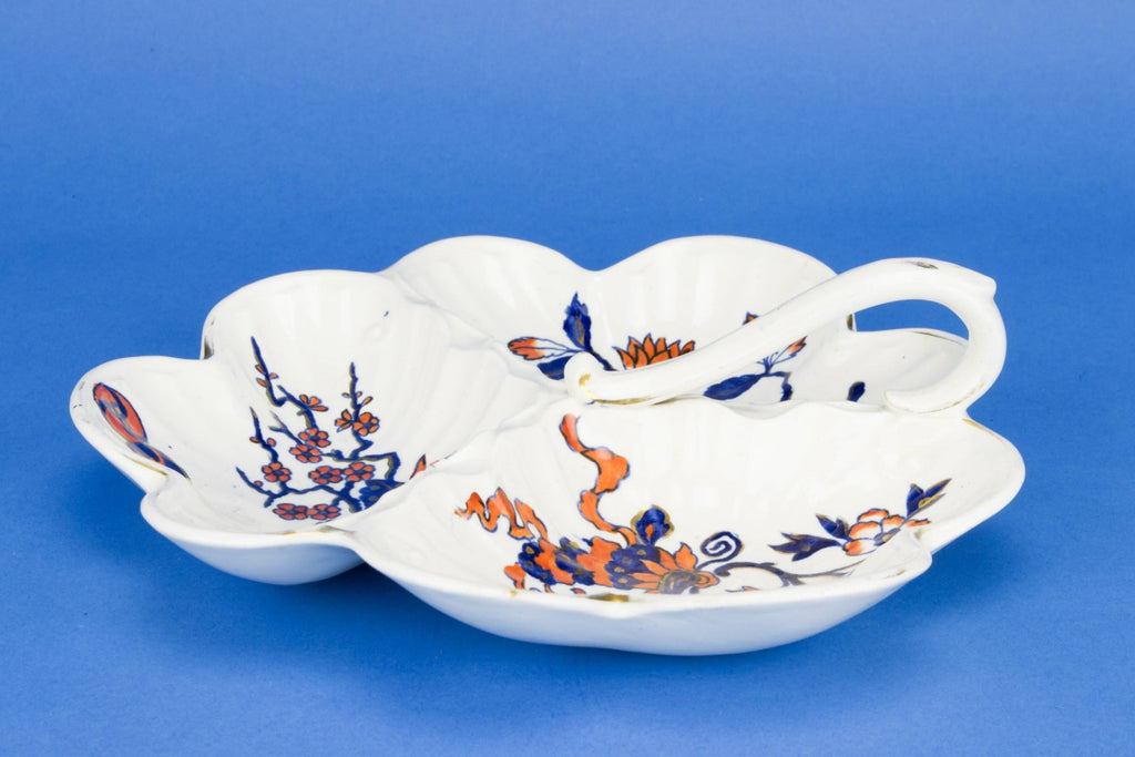Flow blue serving bowl