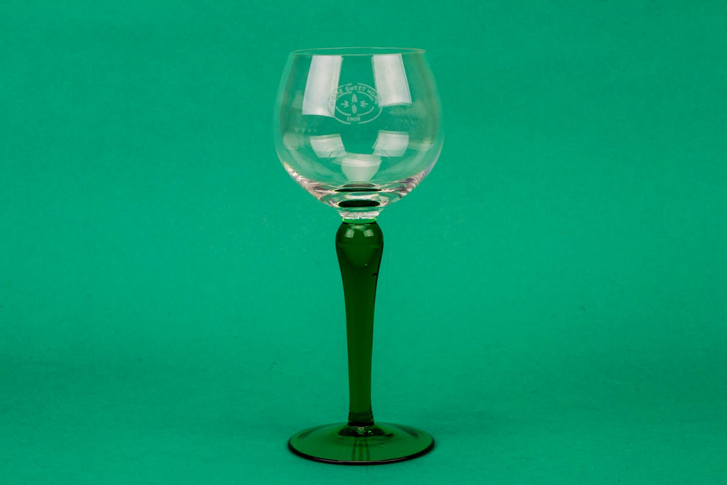 5 green stem wine glass