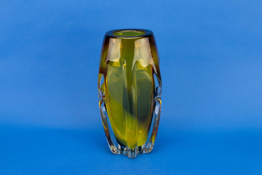 Massive amber glass vase