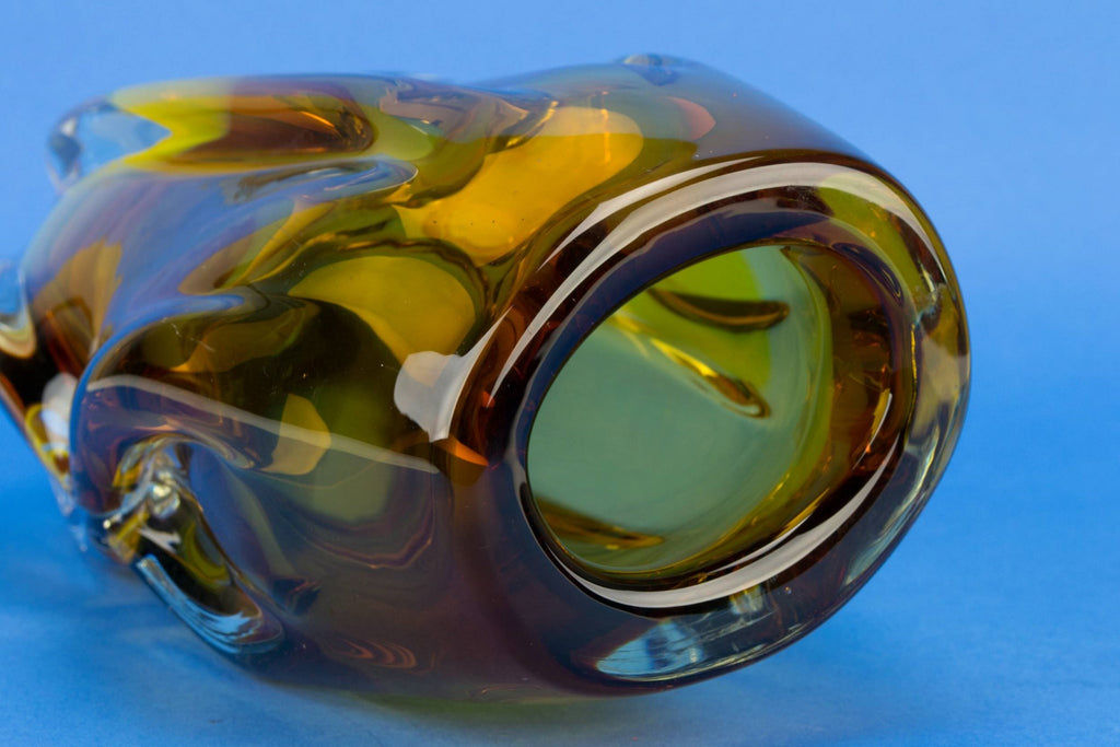 Massive amber glass vase