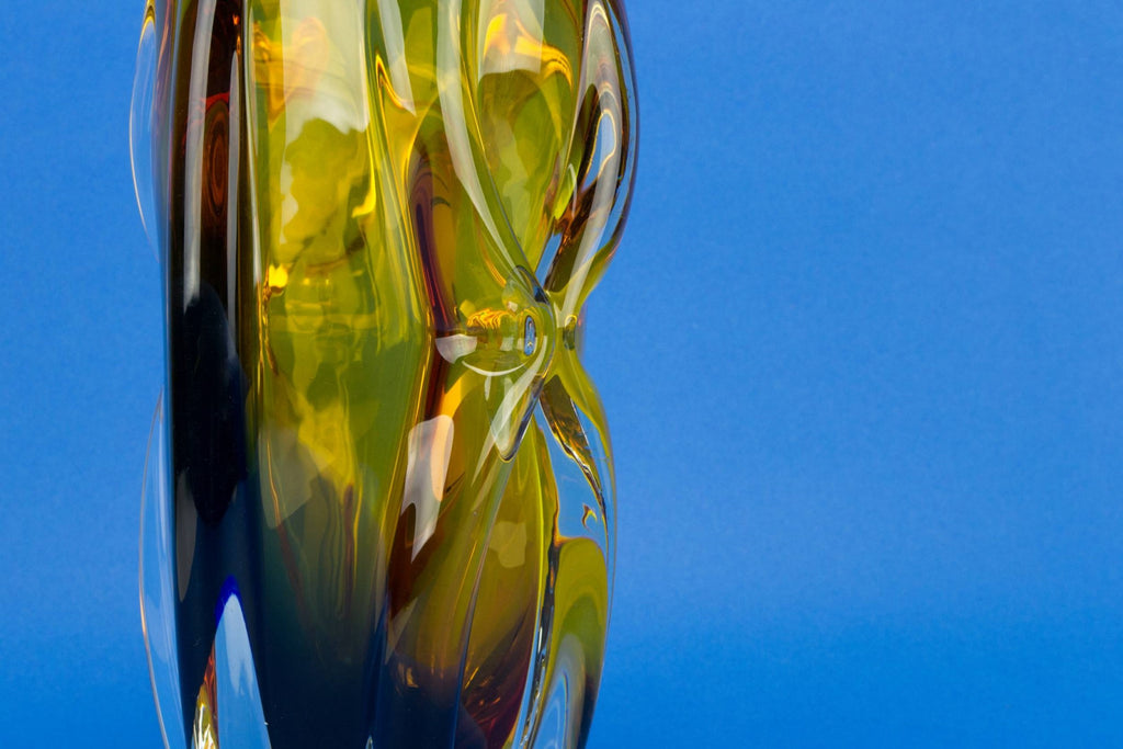 Massive amber glass vase