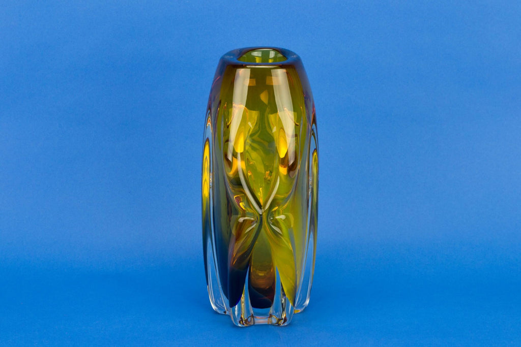 Massive amber glass vase