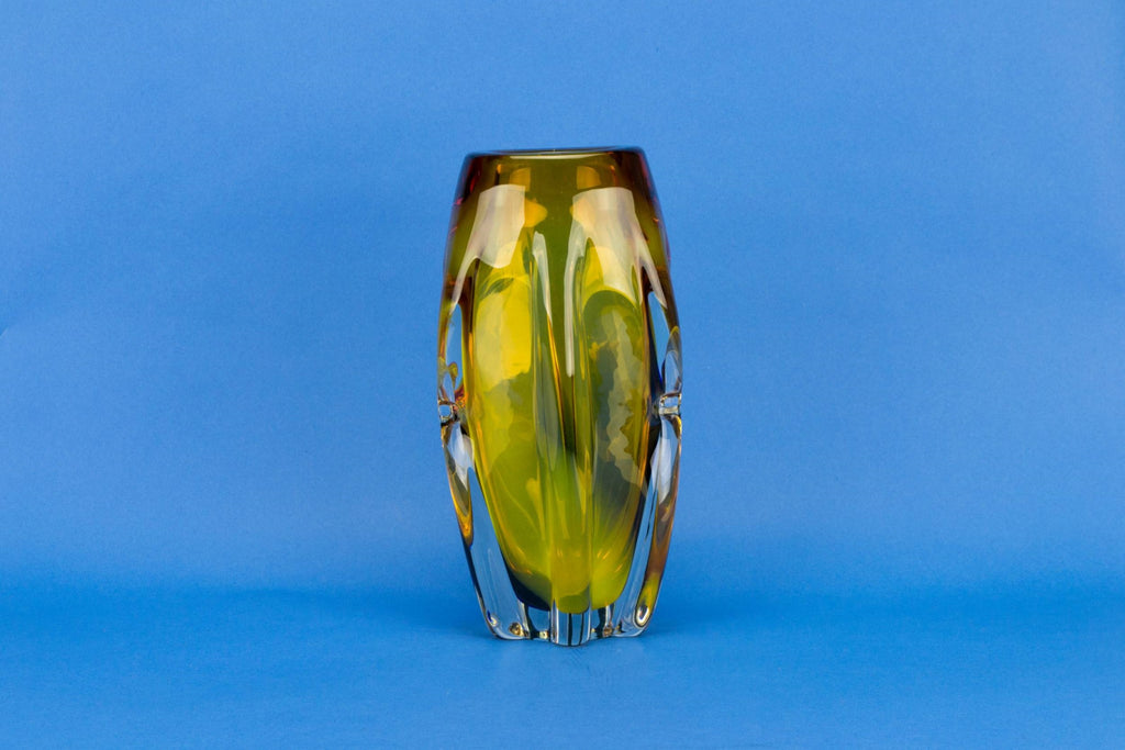 Massive amber glass vase