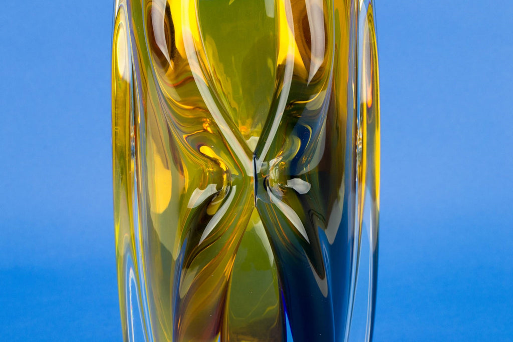 Massive amber glass vase