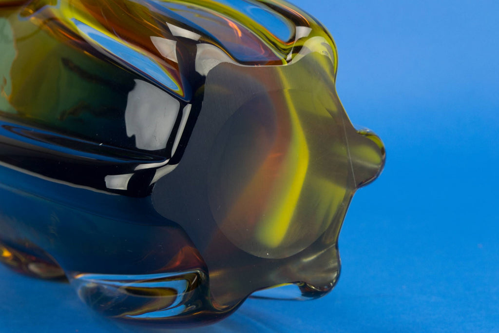 Massive amber glass vase