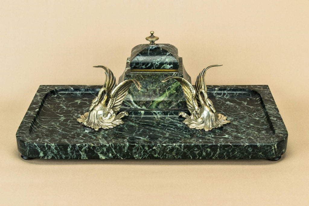 Opulent marble swans inkwell