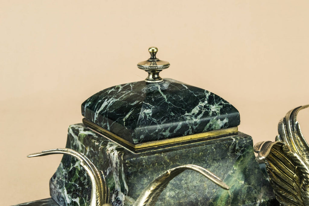 Opulent marble swans inkwell