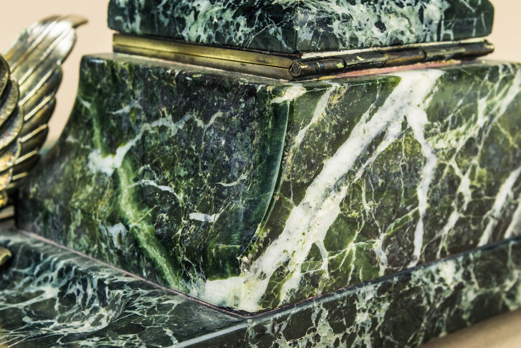 Opulent marble swans inkwell
