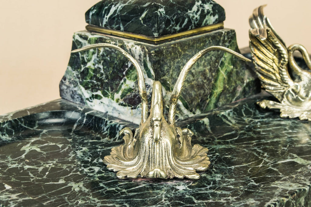 Opulent marble swans inkwell