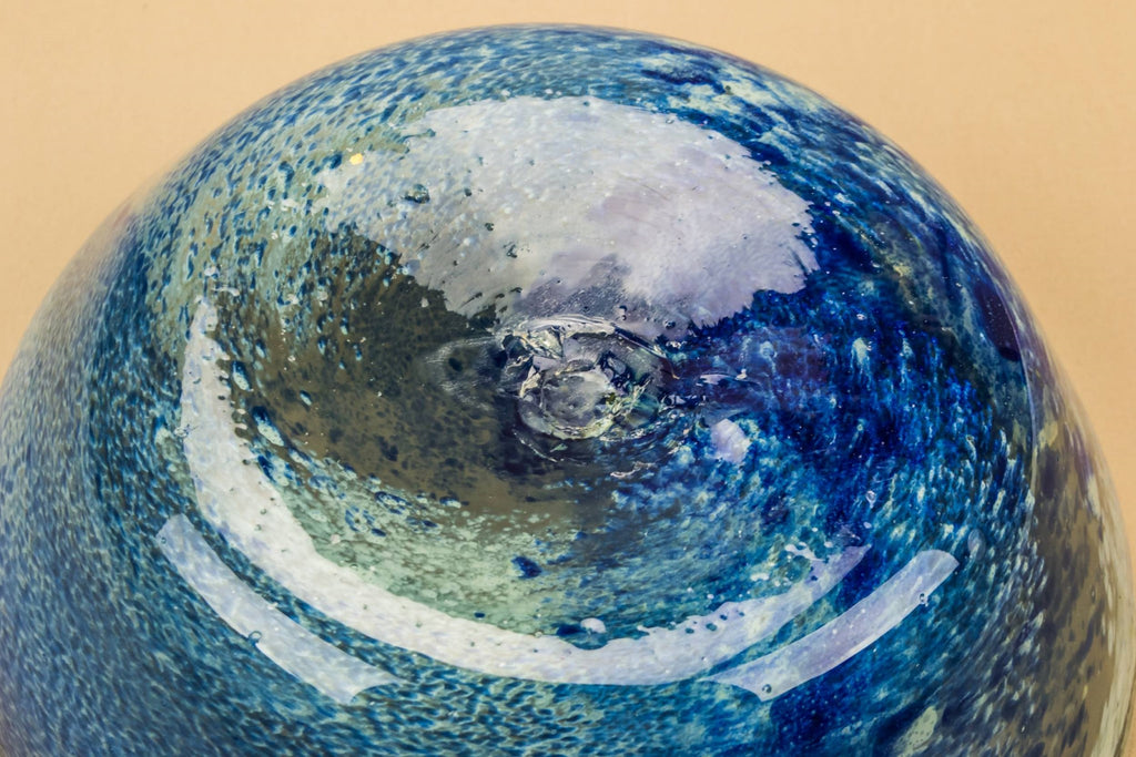 Large blue glass salad bowl