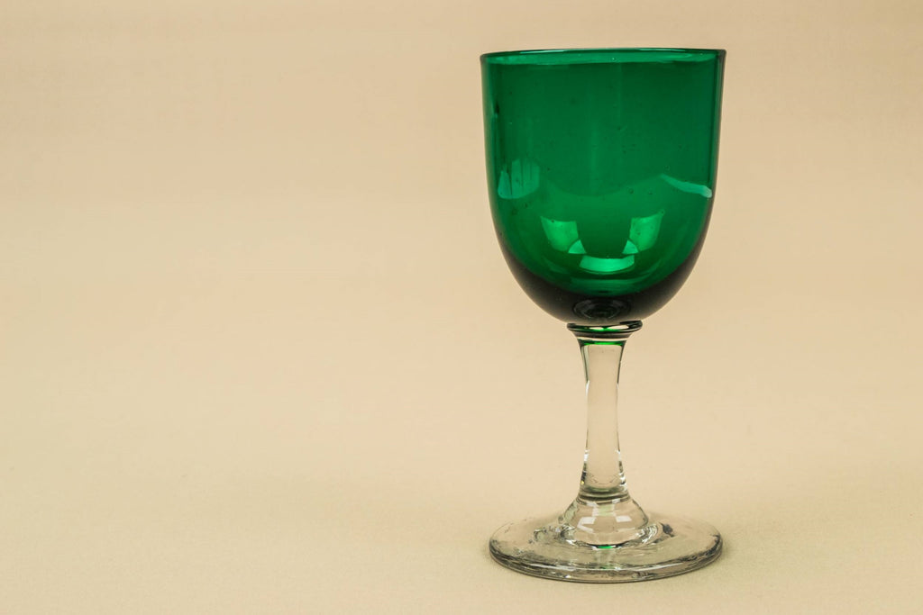 6 green wine glasses