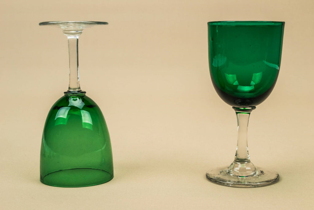 6 green wine glasses