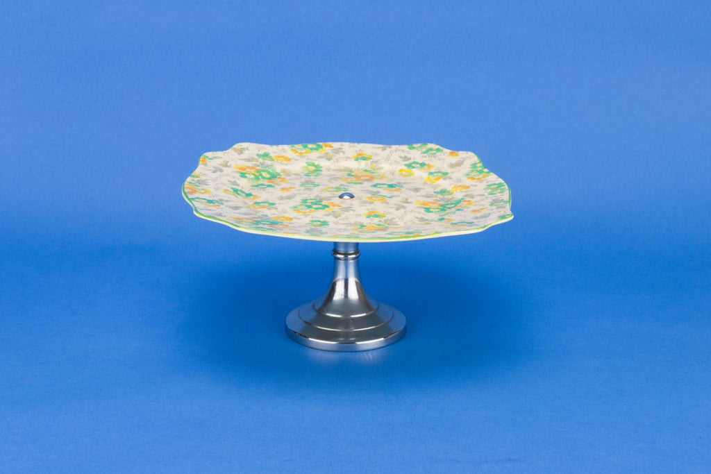 Yellow chintz cake stand