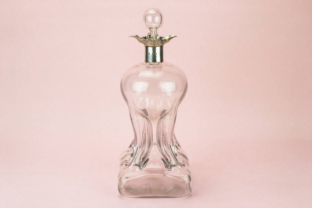 Large silver glass decanter